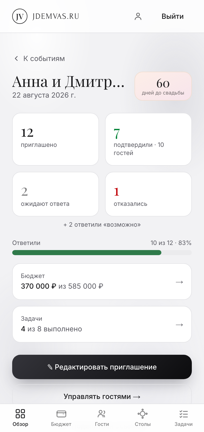 Обзор события в кабинете